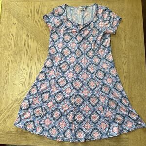 Kim Rogers Blue Pink Diamond Pattern Slip Dress Small Petite‎
